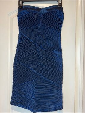 Daisy Strapless Textured Cobalt Blue Dress